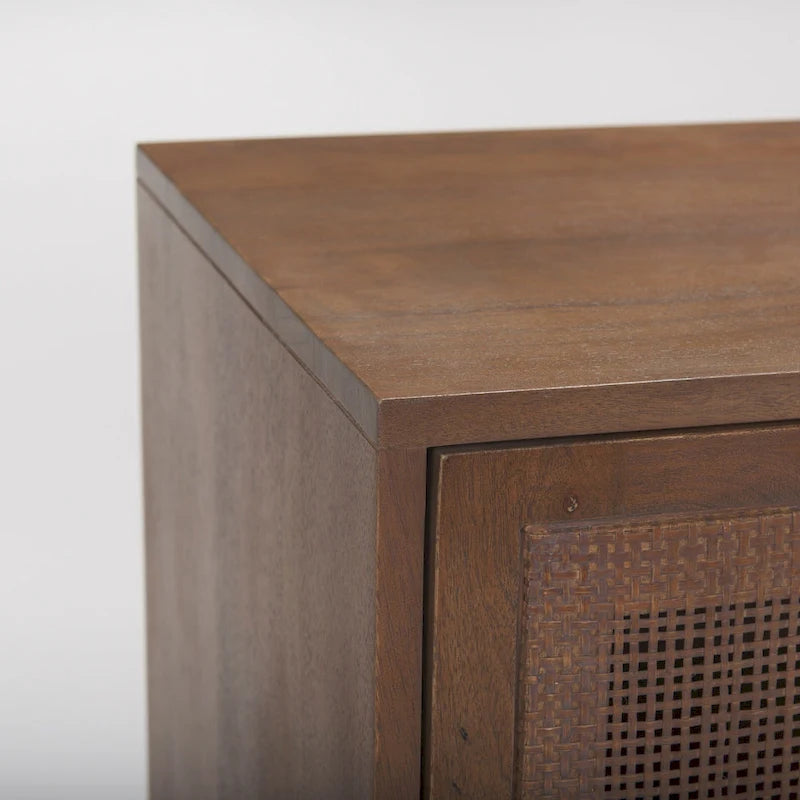 Light/Medium Brown Cane-Front 4-Door Sideboard