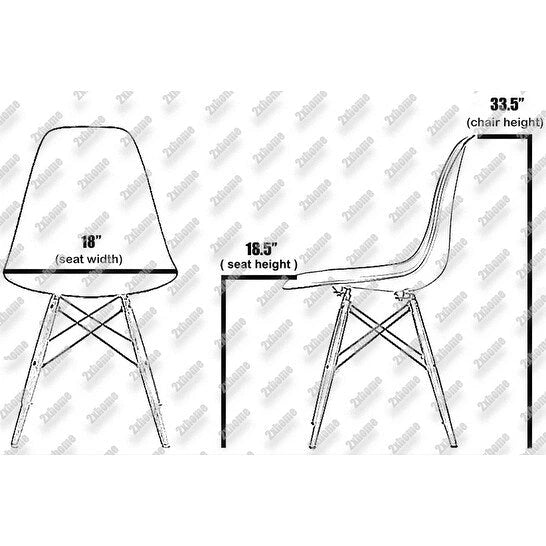 Red / Armless Shell Style / Set of 2 – Plastic Dining Chairs with Wooden Eiffel Legs