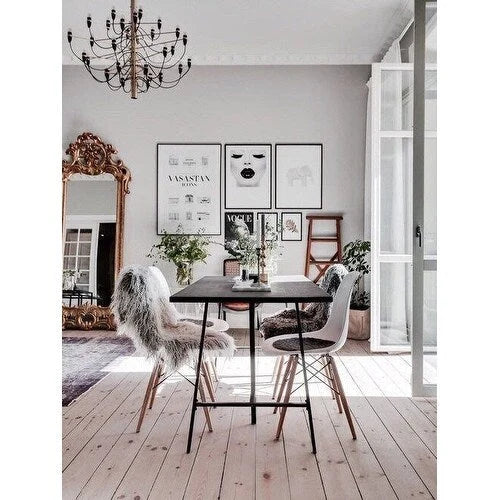 Red / Armless Shell Style / Set of 2 – Plastic Dining Chairs with Wooden Eiffel Legs