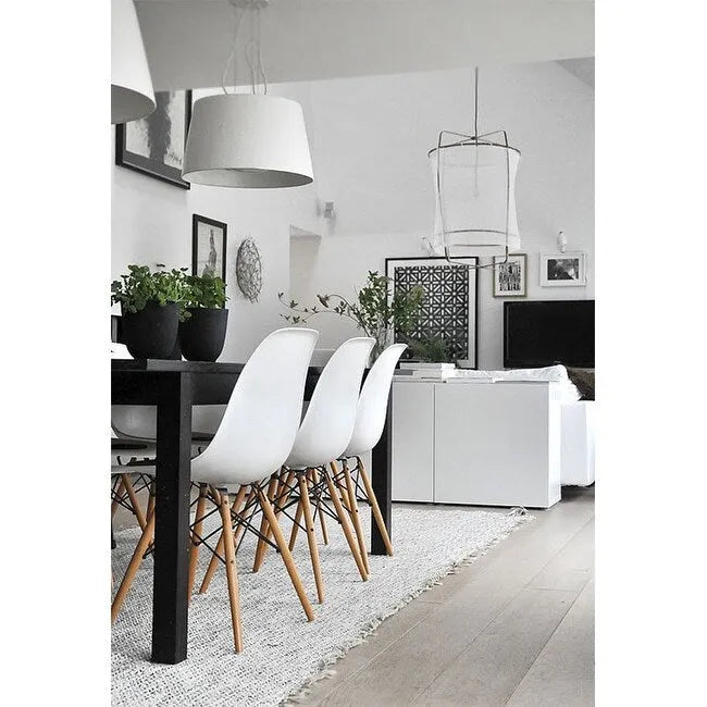 Red / Armless Shell Style / Set of 2 – Plastic Dining Chairs with Wooden Eiffel Legs