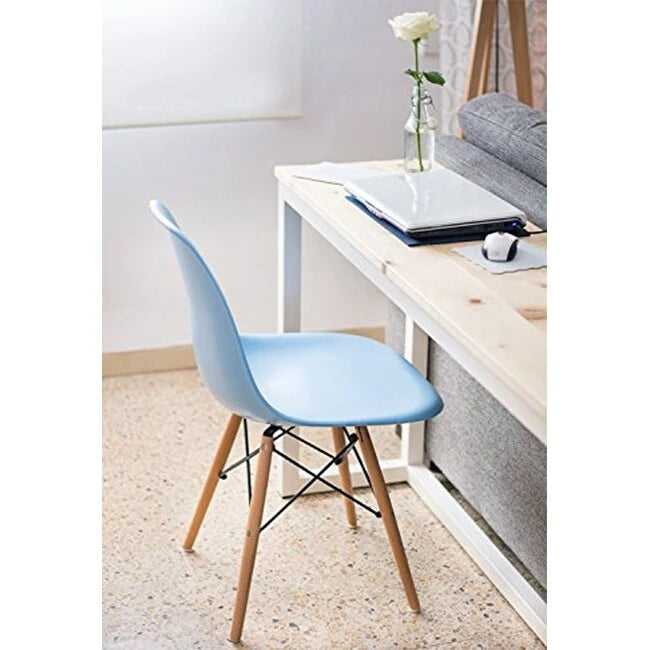 Red / Armless Shell Style / Set of 2 – Plastic Dining Chairs with Wooden Eiffel Legs