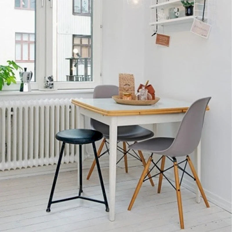 Red / Armless Shell Style / Set of 2 – Plastic Dining Chairs with Wooden Eiffel Legs