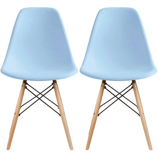 Red / Armless Shell Style / Set of 2 – Plastic Dining Chairs with Wooden Eiffel Legs