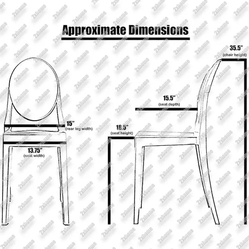 Clear Transparent Armless Side Chair, Stackable, Seats 1