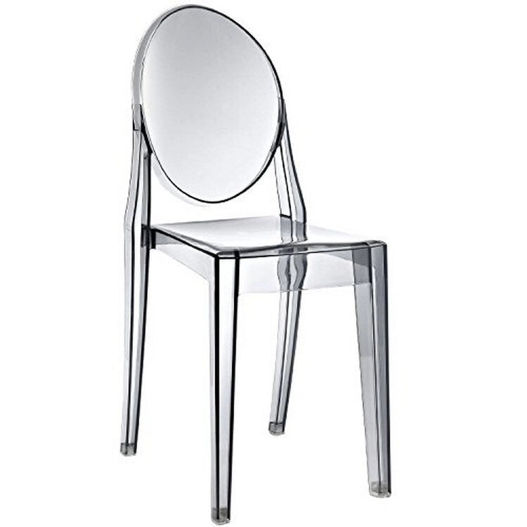 Clear Transparent Armless Side Chair, Stackable, Seats 1
