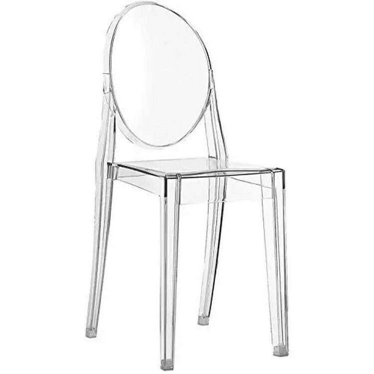 Clear Transparent Armless Side Chair, Stackable, Seats 1
