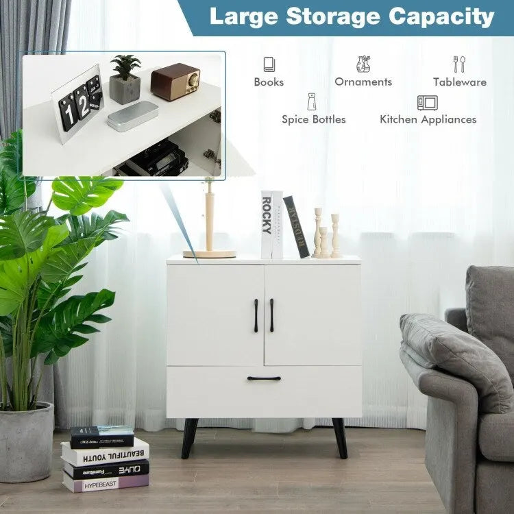 Rustic Brown 2-Door 1-Drawer Floor Storage Cabinet