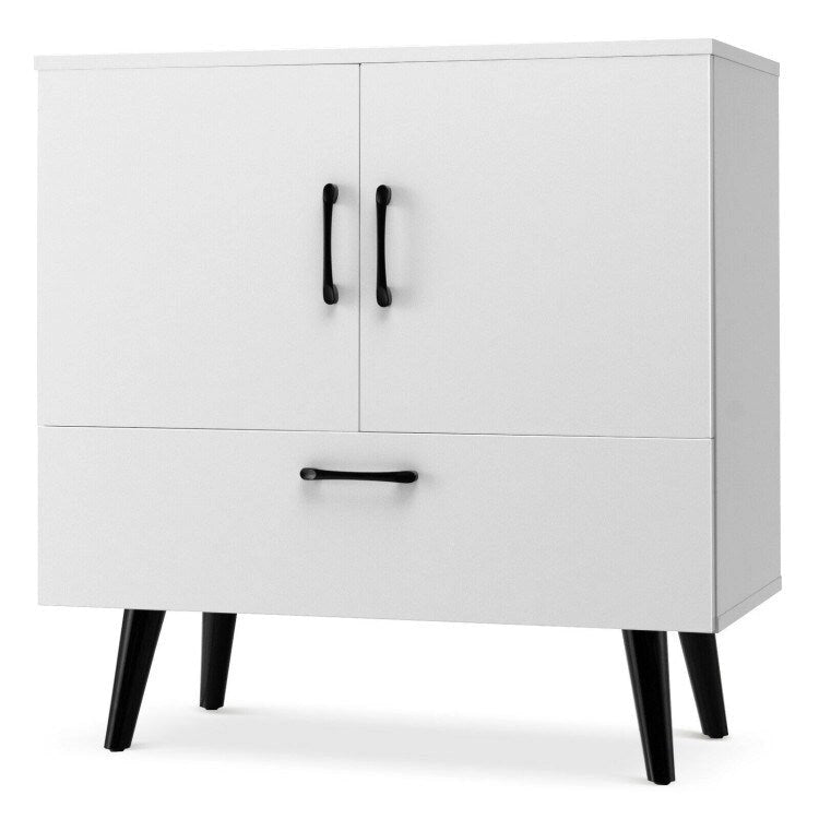 Rustic Brown 2-Door 1-Drawer Floor Storage Cabinet