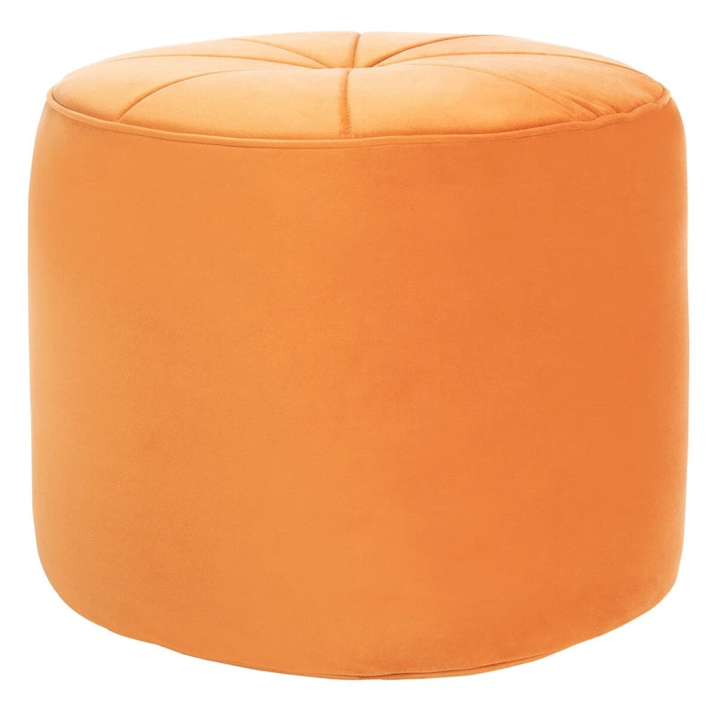 Velvet Cylinder Pouf Ottoman – Orange / Lilac / Green / Grey | Single