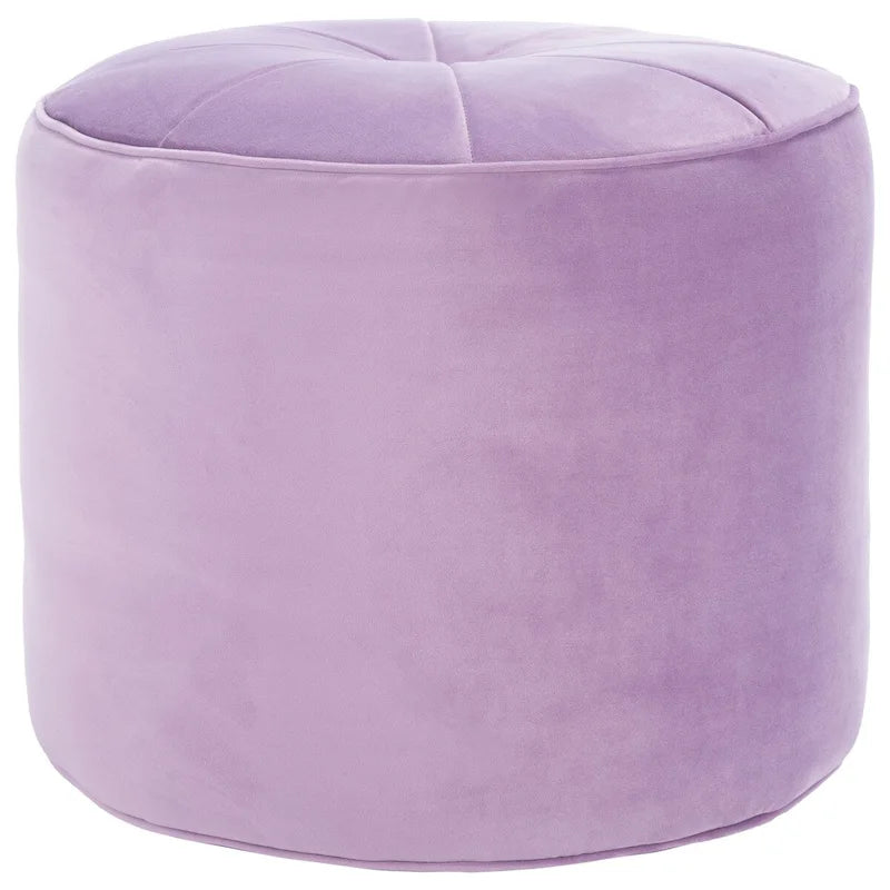 Velvet Cylinder Pouf Ottoman – Orange / Lilac / Green / Grey | Single