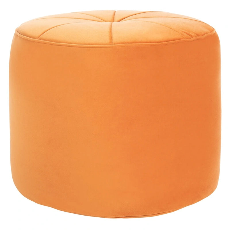 Velvet Cylinder Pouf Ottoman – Orange / Lilac / Green / Grey | Single