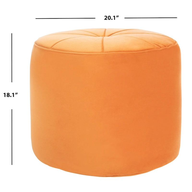 Velvet Cylinder Pouf Ottoman – Orange / Lilac / Green / Grey | Single