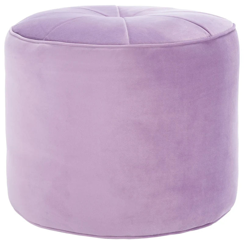 Velvet Cylinder Pouf Ottoman – Orange / Lilac / Green / Grey | Single