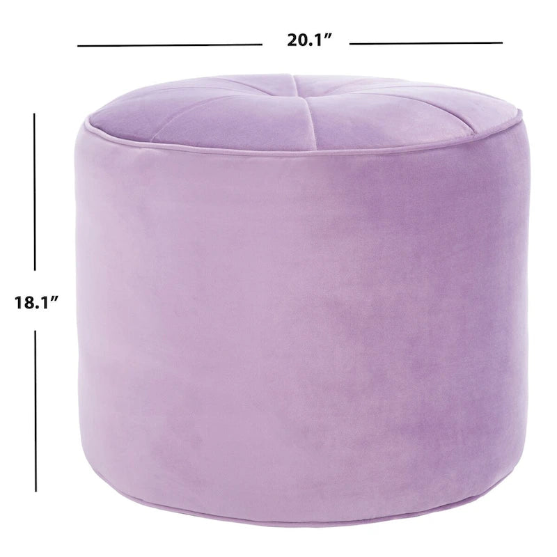 Velvet Cylinder Pouf Ottoman – Orange / Lilac / Green / Grey | Single