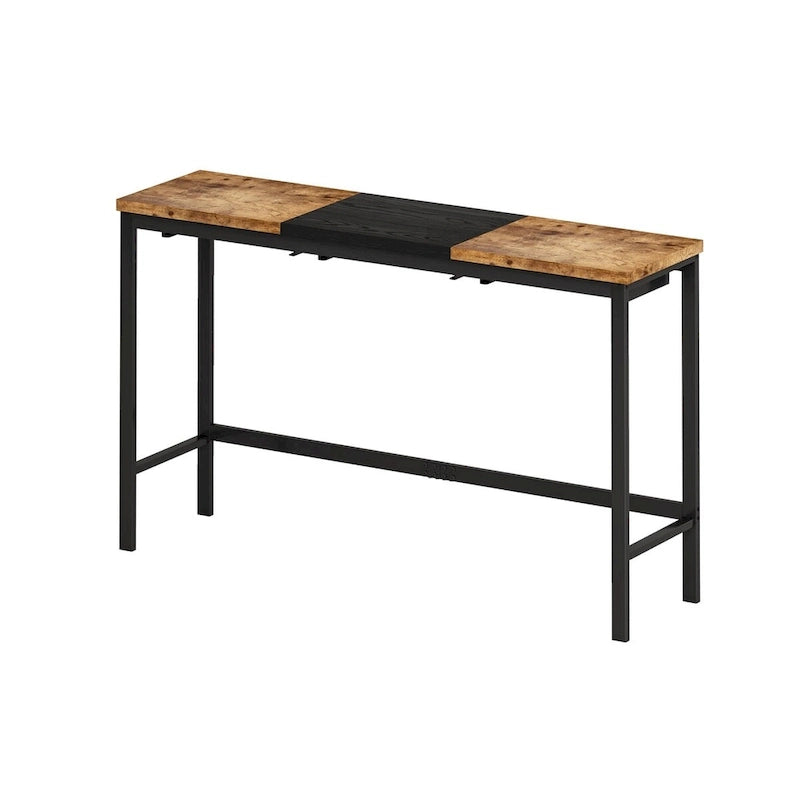 Black / Natural Color-Block Bar Table Set, Seats 4, 4-Piece