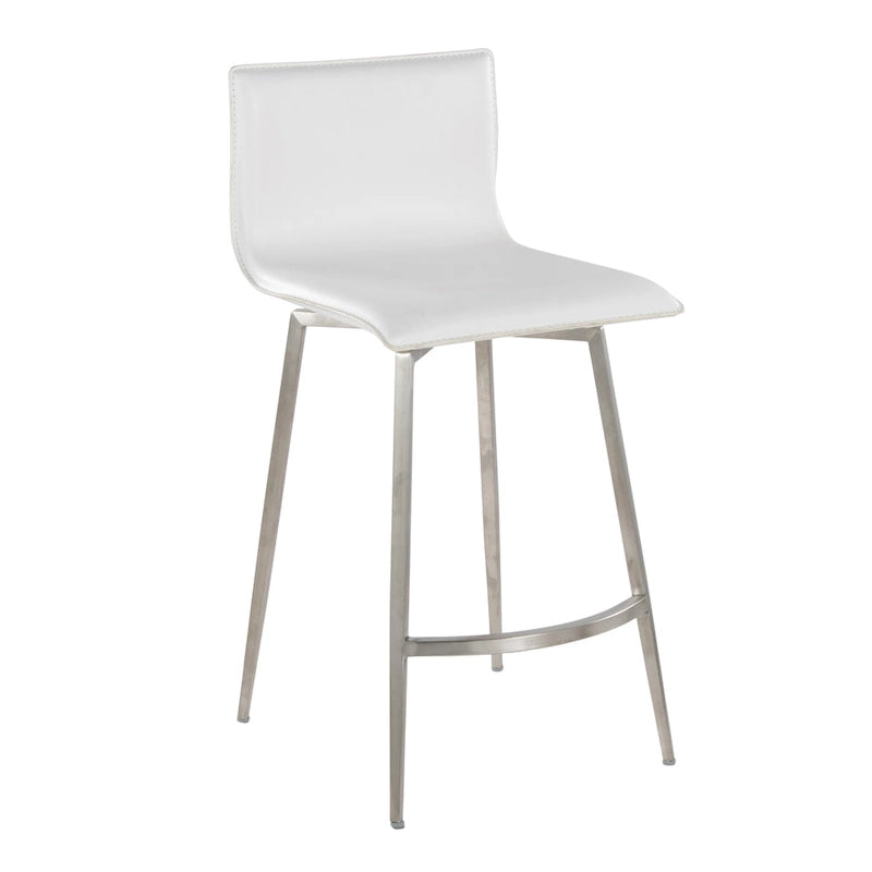 White Faux Leather Swivel Counter Stool, Set of 2