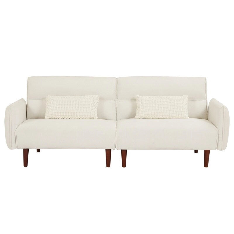 Green / Ivory / Gray Convertible Futon Sofa Bed, Fabric, Seats 2