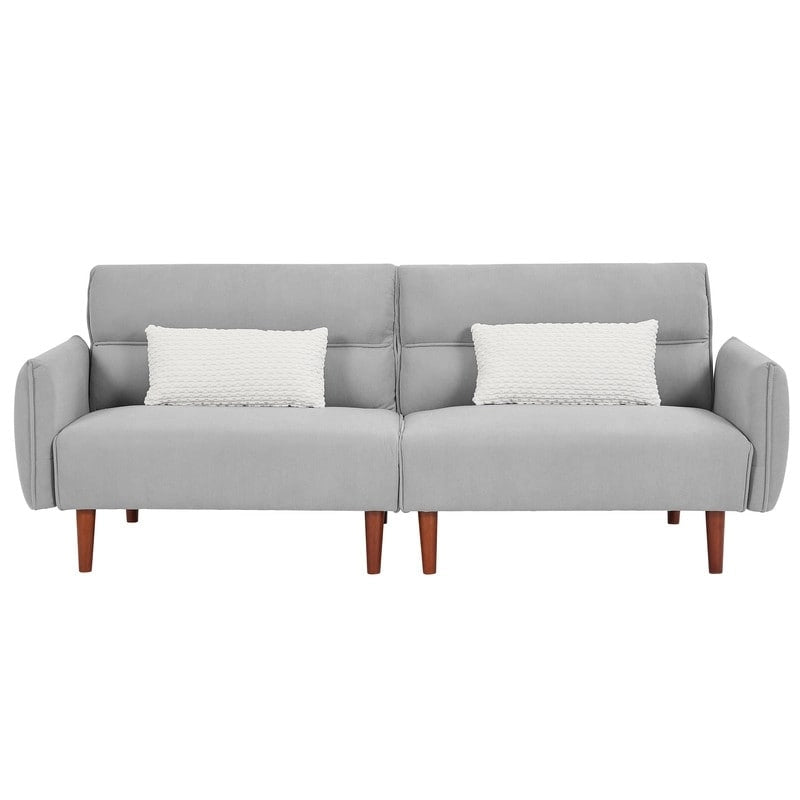 Green / Ivory / Gray Convertible Futon Sofa Bed, Fabric, Seats 2