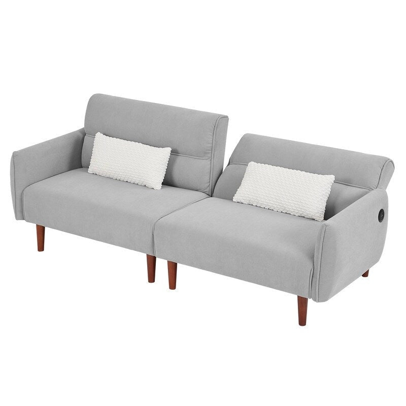 Green / Ivory / Gray Convertible Futon Sofa Bed, Fabric, Seats 2