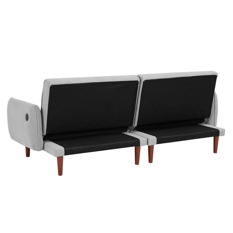 Green / Ivory / Gray Convertible Futon Sofa Bed, Fabric, Seats 2