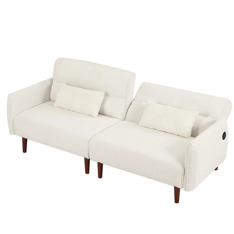Green / Ivory / Gray Convertible Futon Sofa Bed, Fabric, Seats 2