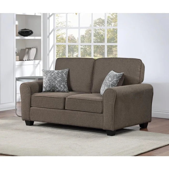 Brown/Grey/Taupe Chenille 2-Seat Loveseat & 3-Seat Sofa Set for 2–5 People