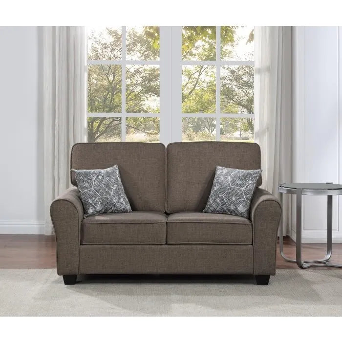 Brown/Grey/Taupe Chenille 2-Seat Loveseat & 3-Seat Sofa Set for 2–5 People