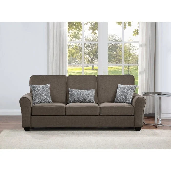 Brown/Grey/Taupe Chenille 2-Seat Loveseat & 3-Seat Sofa Set for 2–5 People