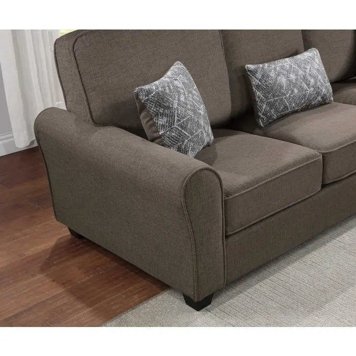 Brown/Grey/Taupe Chenille 2-Seat Loveseat & 3-Seat Sofa Set for 2–5 People