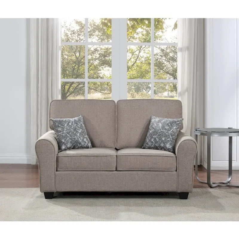 Brown/Grey/Taupe Chenille 2-Seat Loveseat & 3-Seat Sofa Set for 2–5 People
