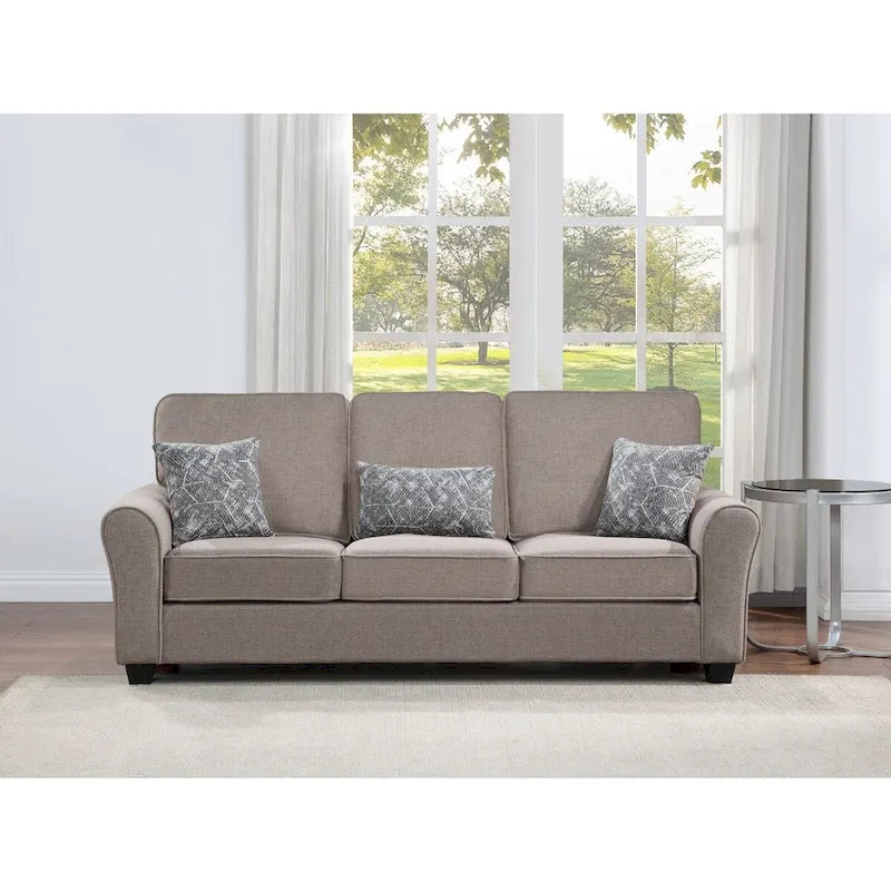 Brown/Grey/Taupe Chenille 2-Seat Loveseat & 3-Seat Sofa Set for 2–5 People