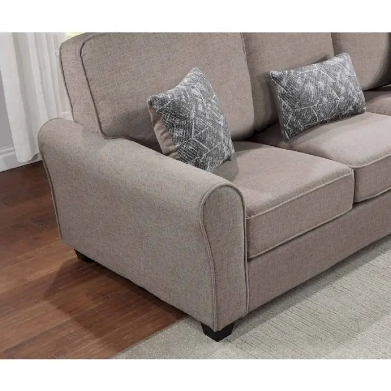 Brown/Grey/Taupe Chenille 2-Seat Loveseat & 3-Seat Sofa Set for 2–5 People