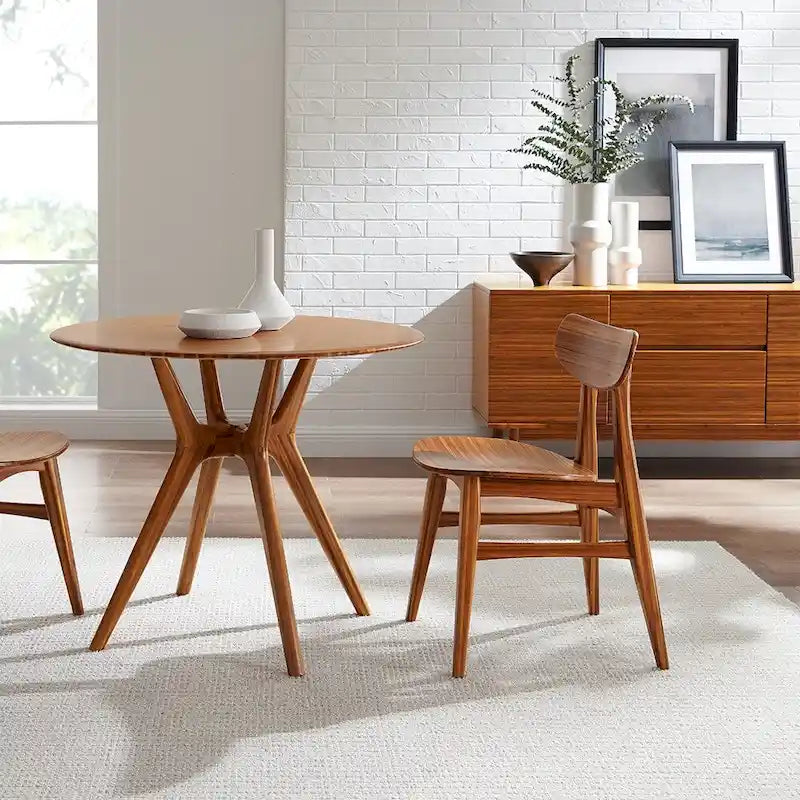 Amber Bamboo Dining Chair, Mid-Century Style, Set of 2
