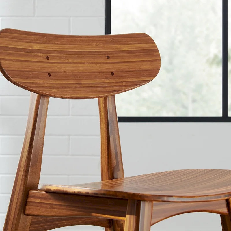 Amber Bamboo Dining Chair, Mid-Century Style, Set of 2