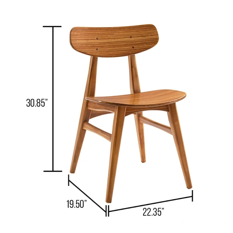 Amber Bamboo Dining Chair, Mid-Century Style, Set of 2
