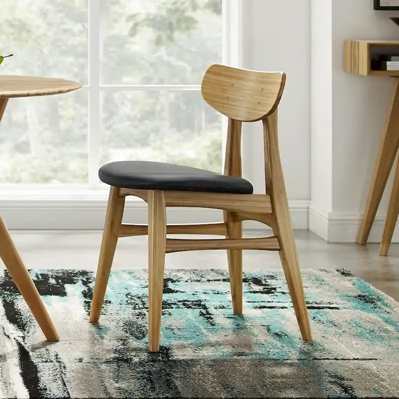 Amber Bamboo Dining Chair, Mid-Century Style, Set of 2