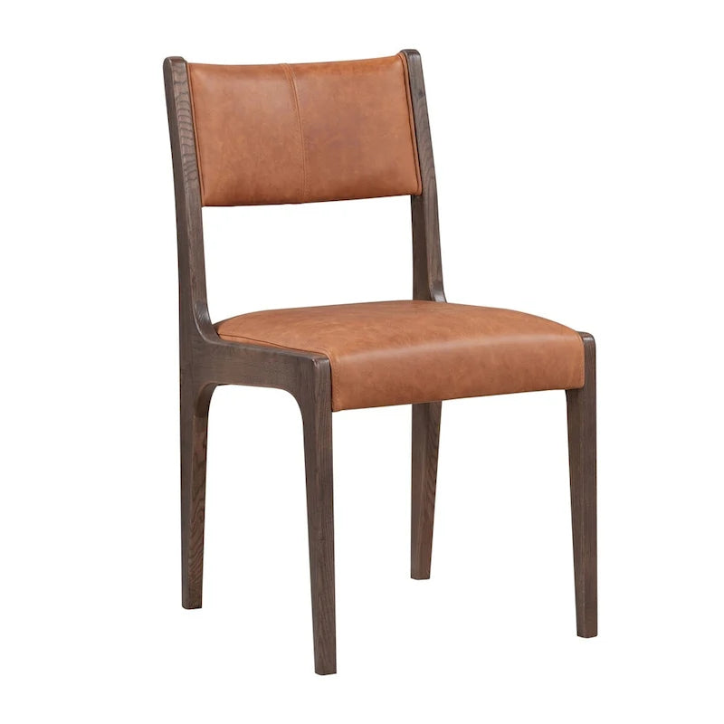 Autumn Brown Top-Grain Leather Dining Chair, Single Seat