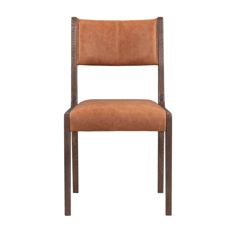 Autumn Brown Top-Grain Leather Dining Chair, Single Seat