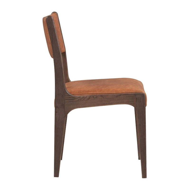Autumn Brown Top-Grain Leather Dining Chair, Single Seat