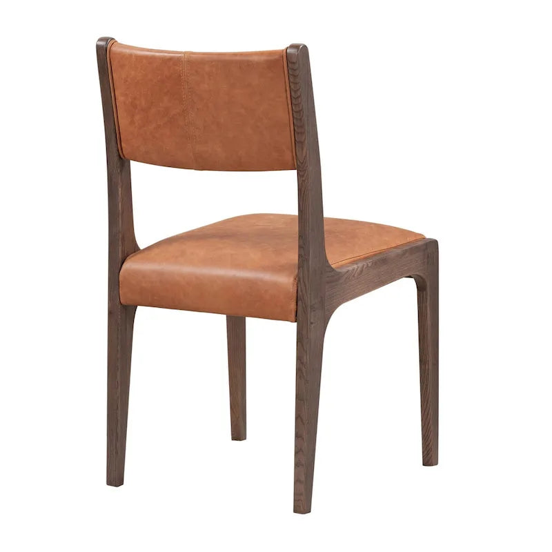 Autumn Brown Top-Grain Leather Dining Chair, Single Seat