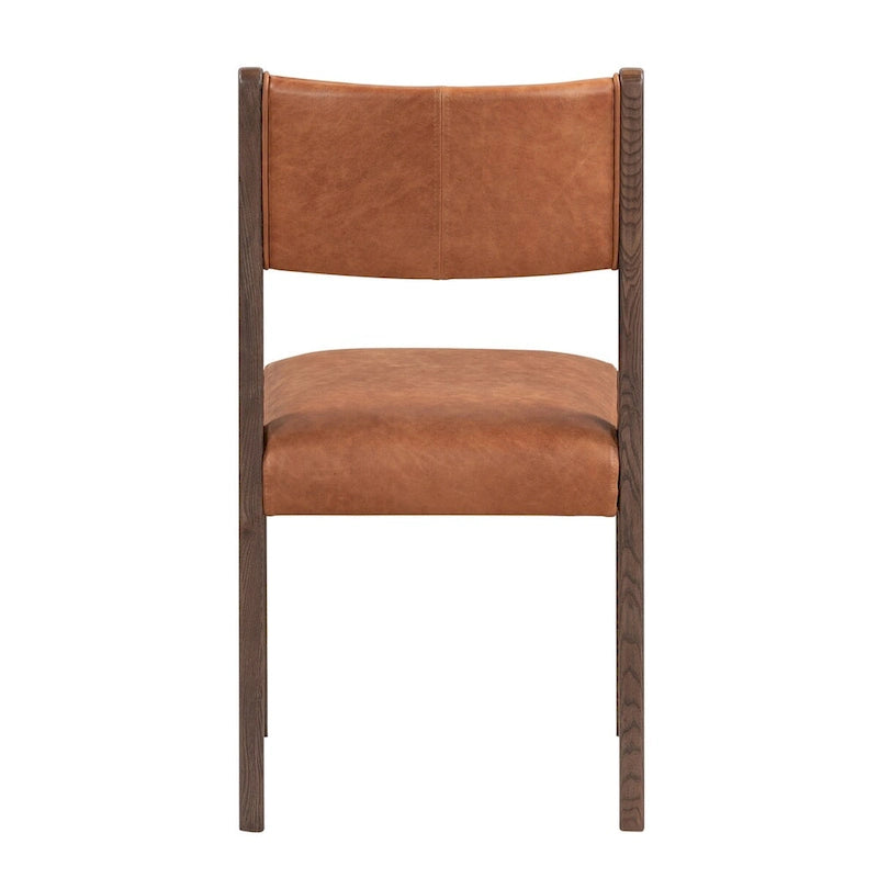 Autumn Brown Top-Grain Leather Dining Chair, Single Seat