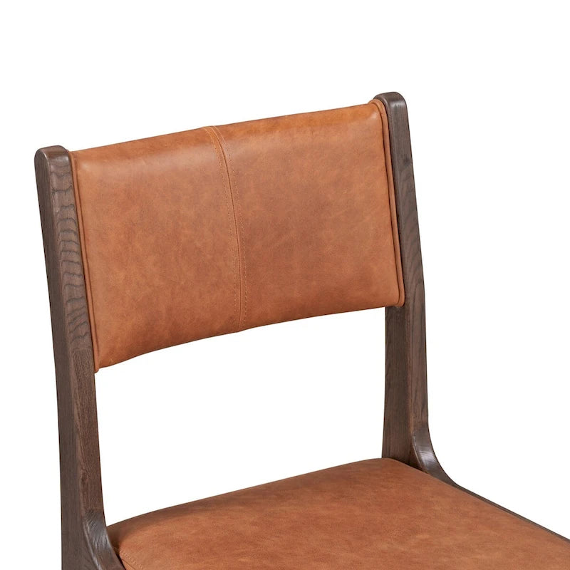 Autumn Brown Top-Grain Leather Dining Chair, Single Seat