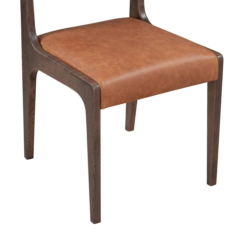 Autumn Brown Top-Grain Leather Dining Chair, Single Seat
