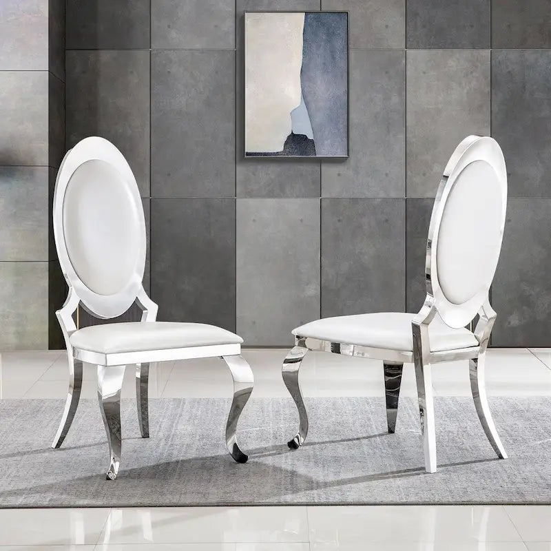 White Mid-Century Modern Dining Chair, Short Seat, Set of 2