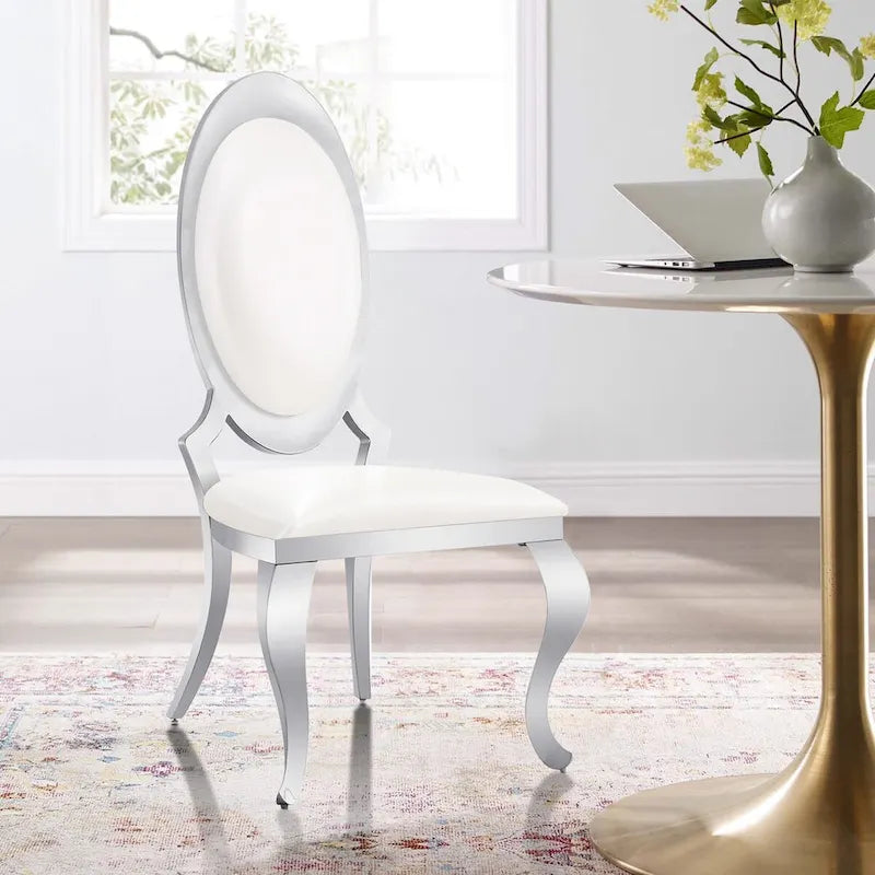 White Mid-Century Modern Dining Chair, Short Seat, Set of 2