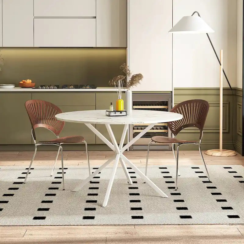 47.24 Modern Cross Leg Round Dining Table