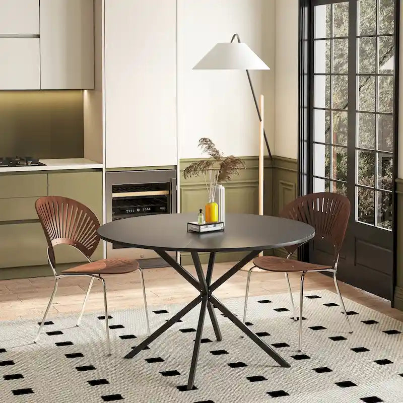 47.24 Modern Cross Leg Round Dining Table
