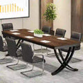 Black Brown / White Rectangular Conference Table, Seats 6–8