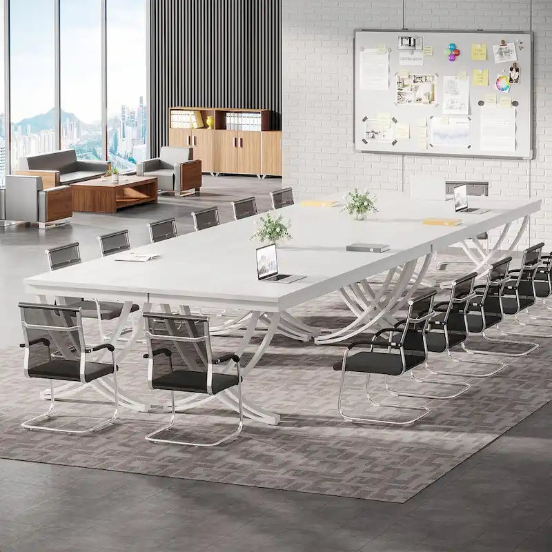 Black Brown / White Rectangular Conference Table, Seats 6–8