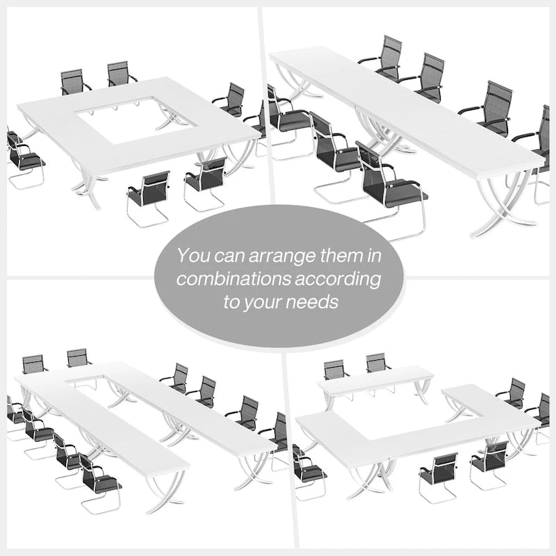 Black Brown / White Rectangular Conference Table, Seats 6–8